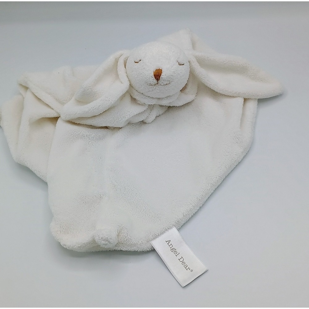 12" ANGEL DEAR Very Soft White PLUSH Bunny Rabbit SECURITY Blanket B5